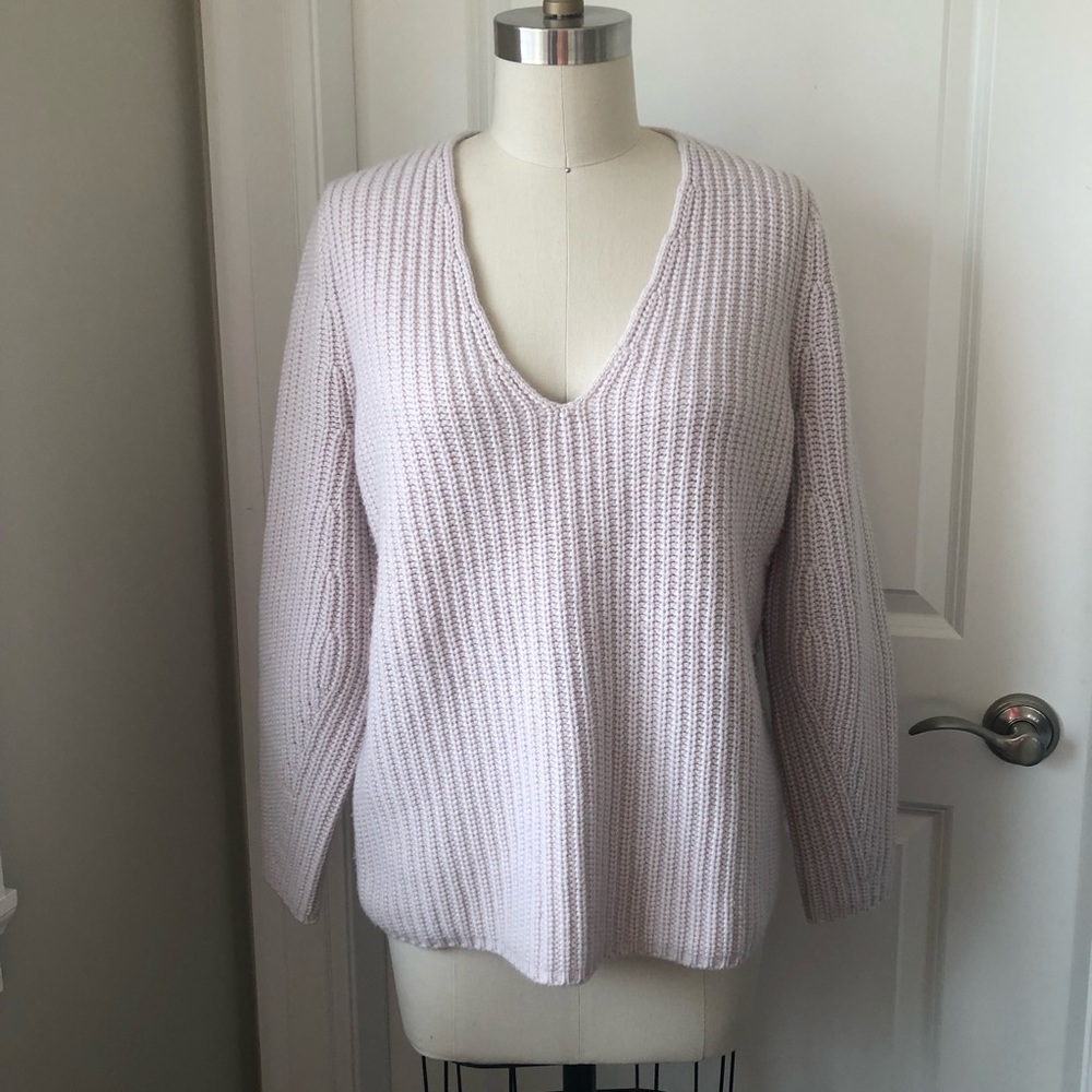 LINE the Label Mauve Wool Cashmere Blend V Neck Sweater